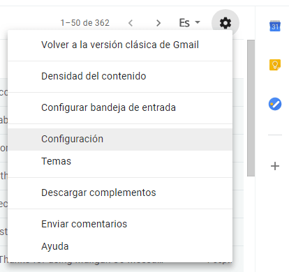 Opción configuración Gmail