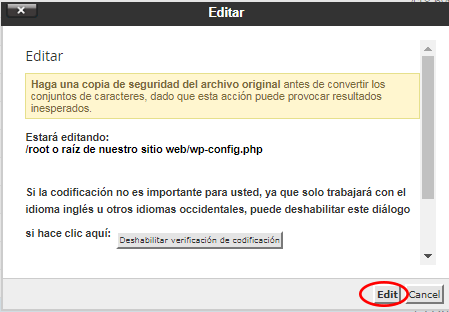 editar wp-config.php