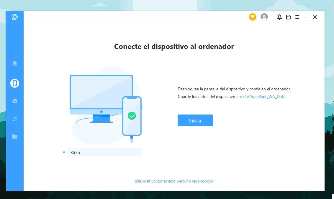 ChatsBack dispositivo reconocido conectado